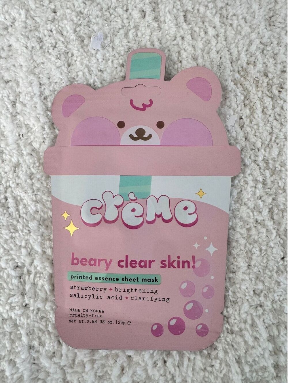 The Crème shop Beary‎ Clear Skin Printed Essence Sheet Mask (Strawberry)